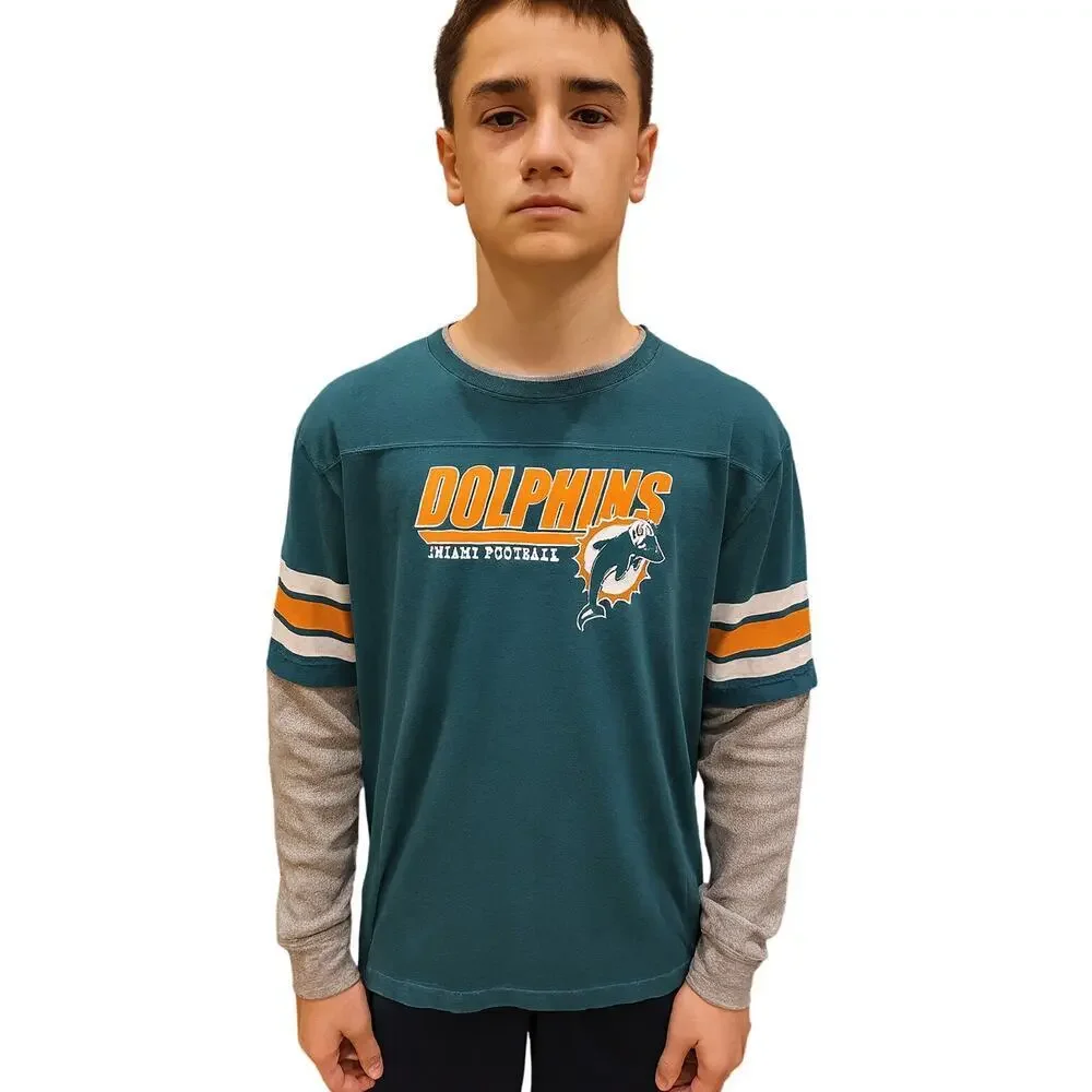 Boys youth vintage Miami dolphins long sleeve t shirt sz XL (18-20) game day top